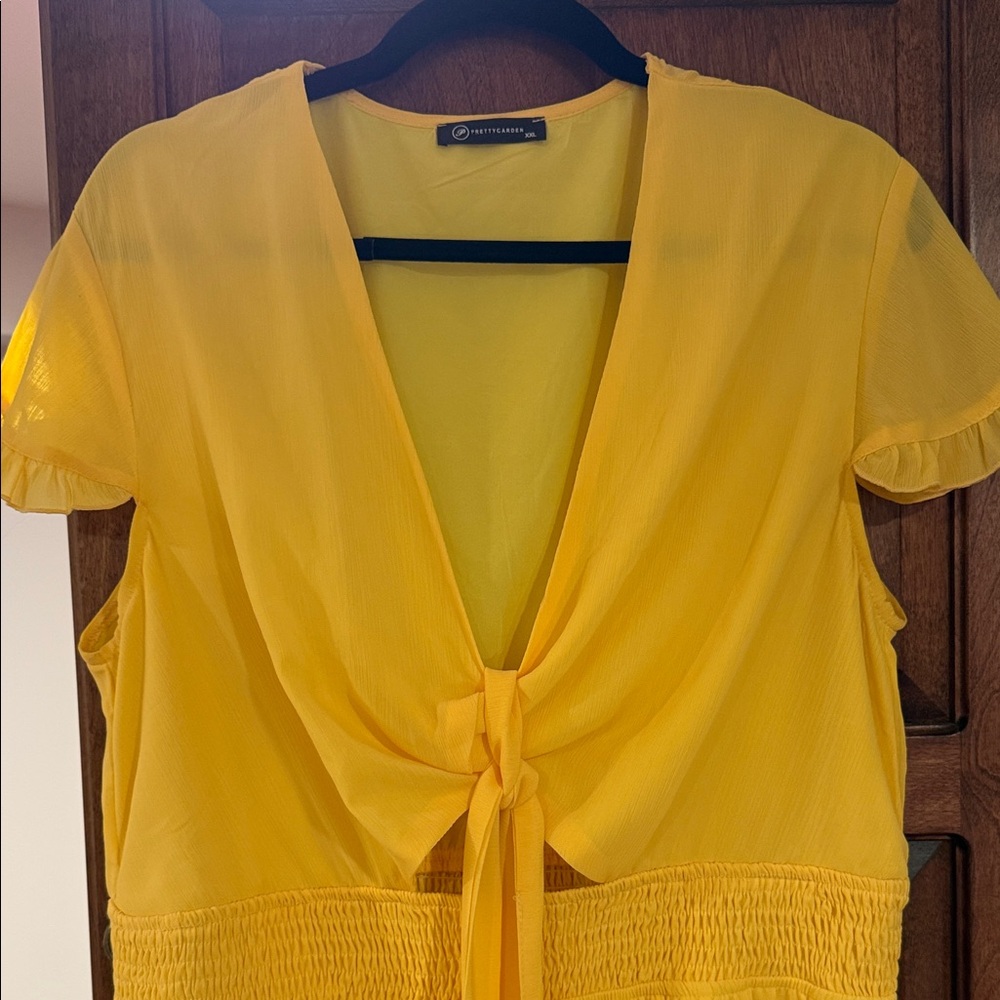 Pretty Garden Yellow Tie-Front Dress